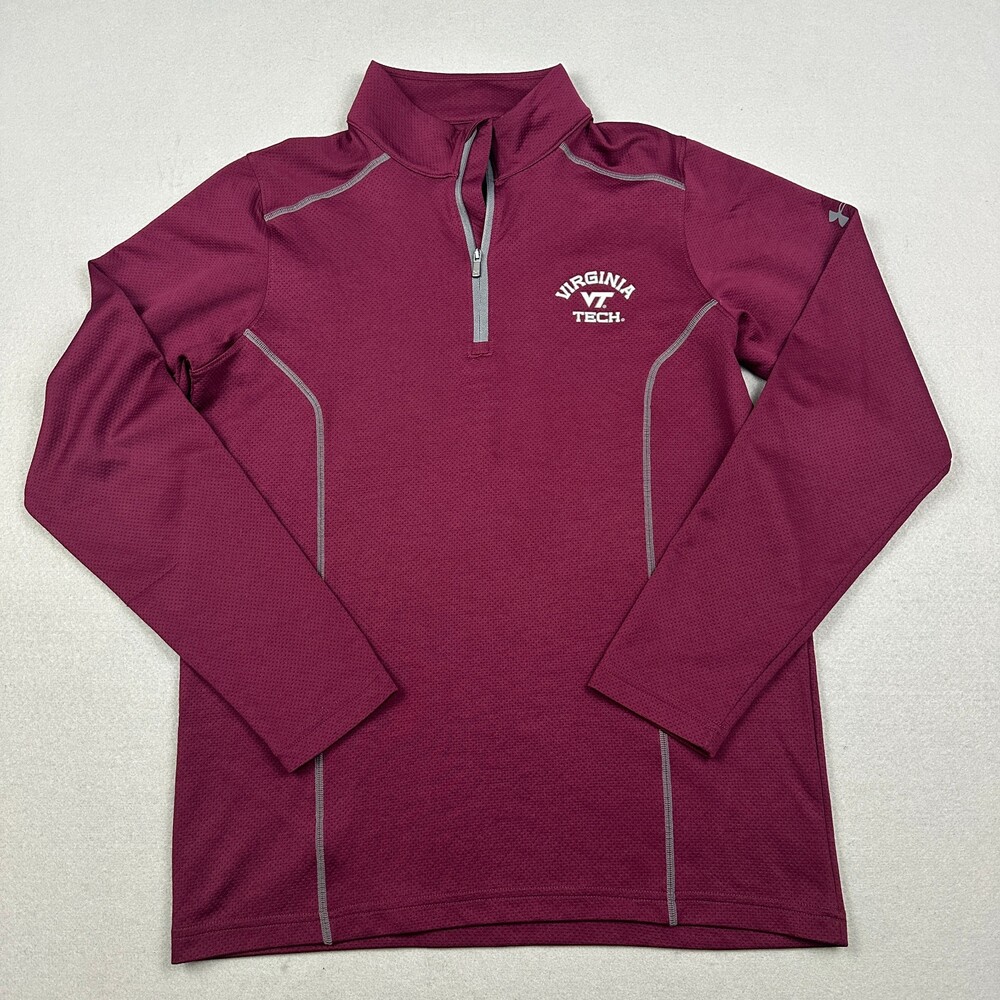 Virginia Tech Hokies Sweater Men Small Maroon Under Armour 1/4 Zip Pullover S